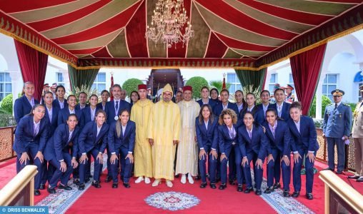 حضور المنتخب الوطني النسوي لكرة القدم حفل الاستقبال بمناسبة عيد العرش تجسيد للعناية السامية لجلالة الملك بالرياضة الوطنية